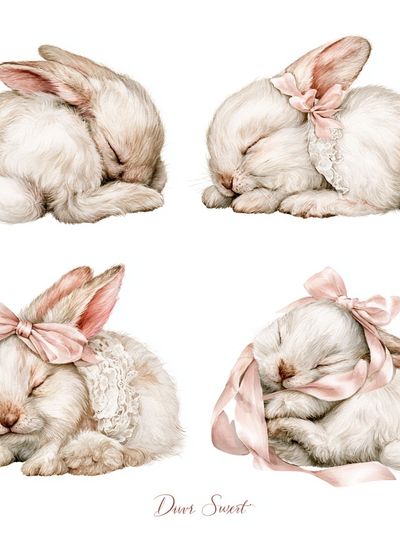 Sleeping Bunny Watercolor Print. poster