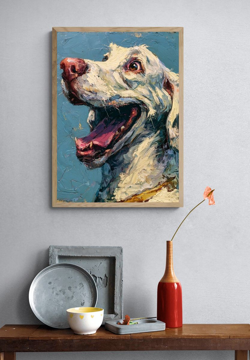 Happy Dog Portrait Print. — room view 3