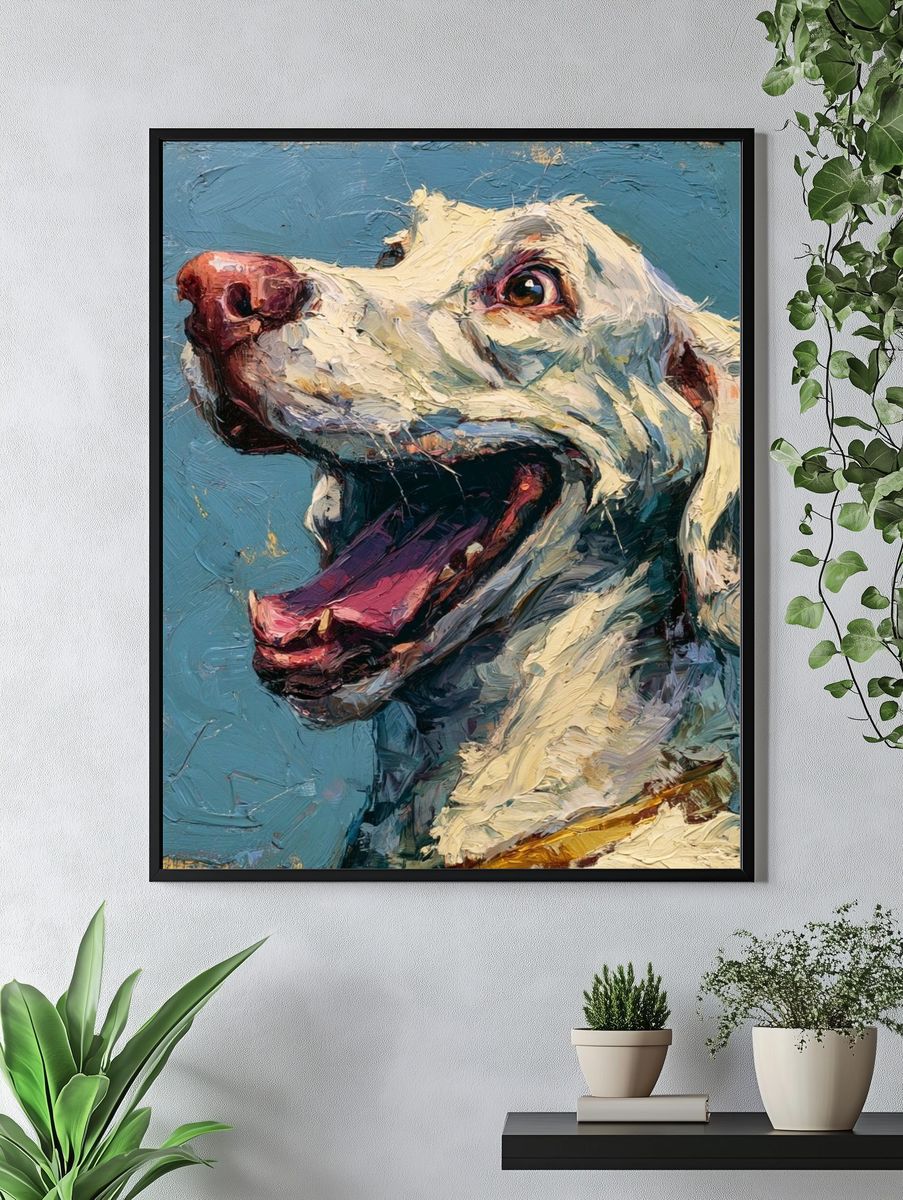 Happy Dog Portrait Print. — room view 4