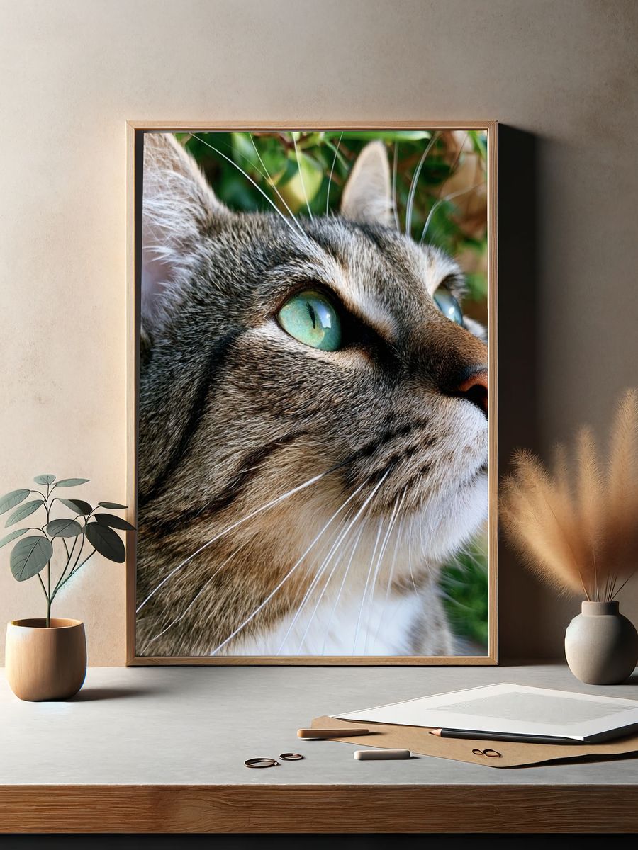 Tabby Cat Portrait Photography Poster. — room view 2