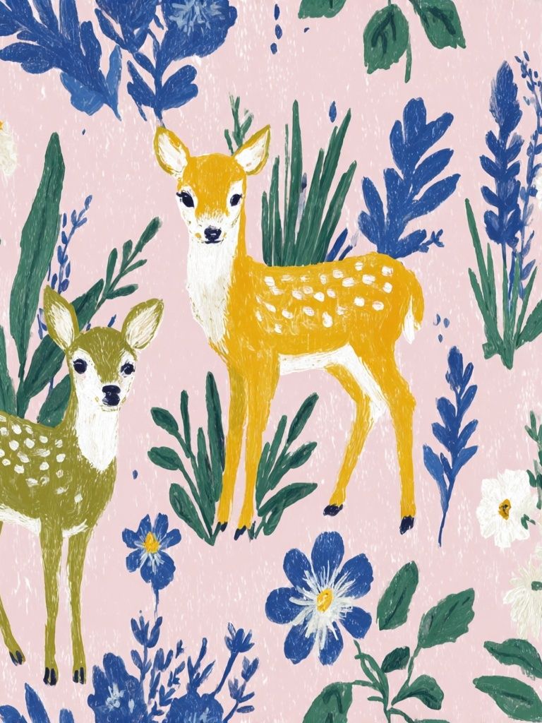 Fawn Meadow Illustration Poster. poster — animals art