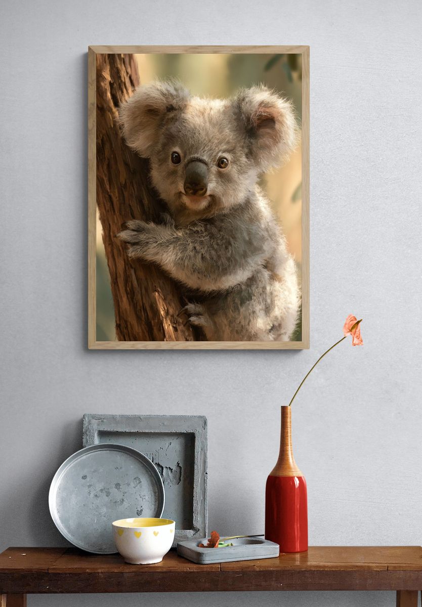 Baby Koala Portrait Print. — room view 3