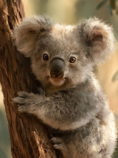 Baby Koala Portrait Print. poster