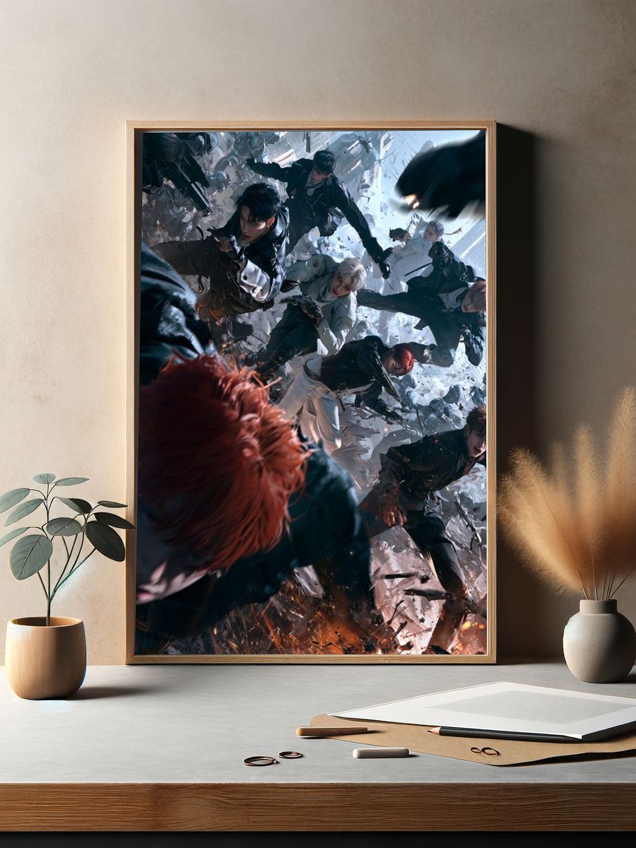 Anime Battle Squad Digital Art Poster. — room view 2