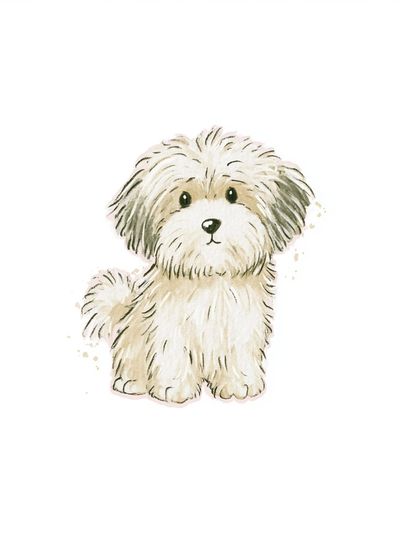 Fluffy Puppy Watercolor Poster. poster