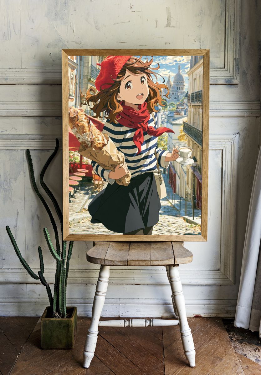 Paris Street Girl Anime Print. — room view 1