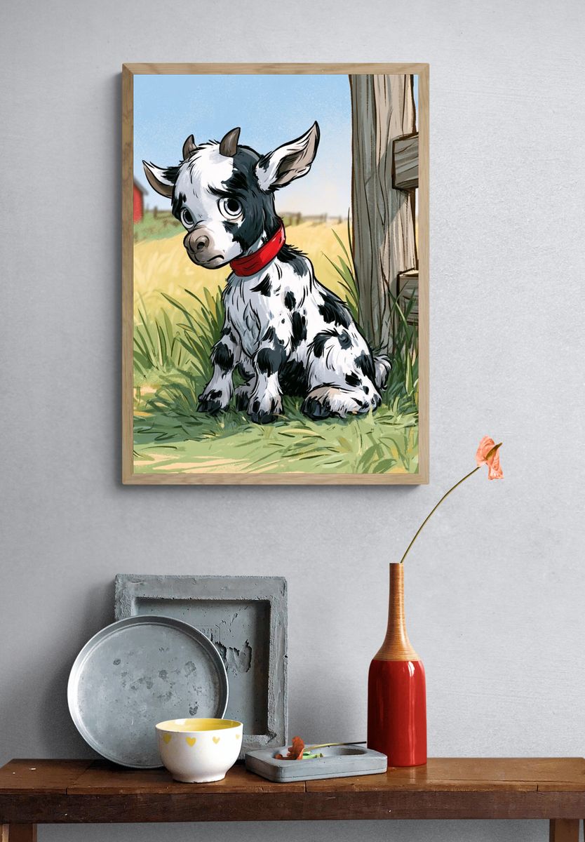 Baby Goat Farm Illustration Poster. — room view 3