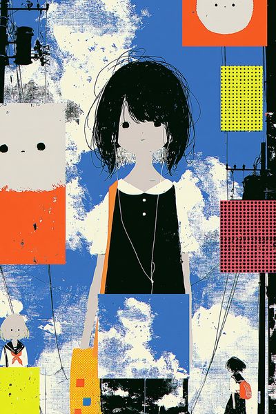 Anime Collage Illustration Poster. poster