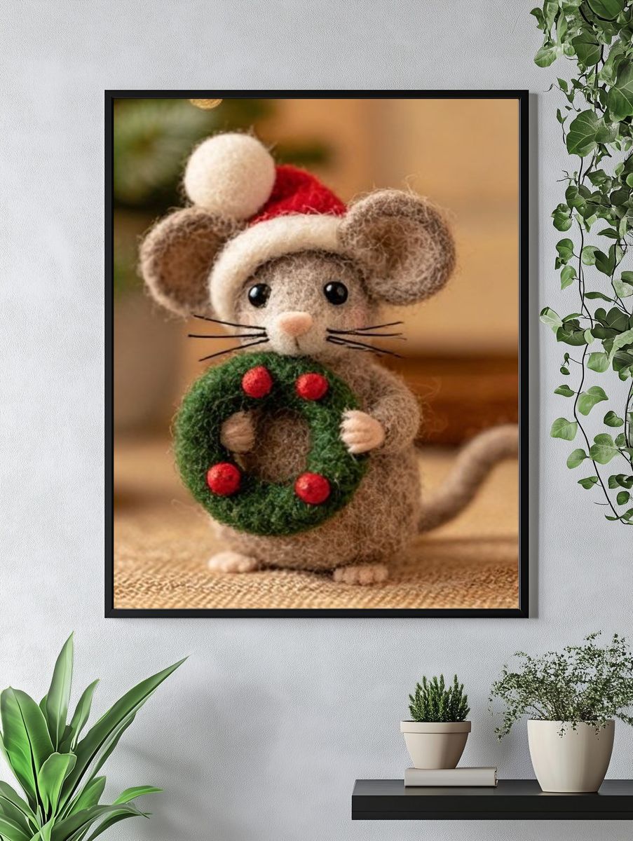 Christmas Mouse Illustration Poster. — room view 4