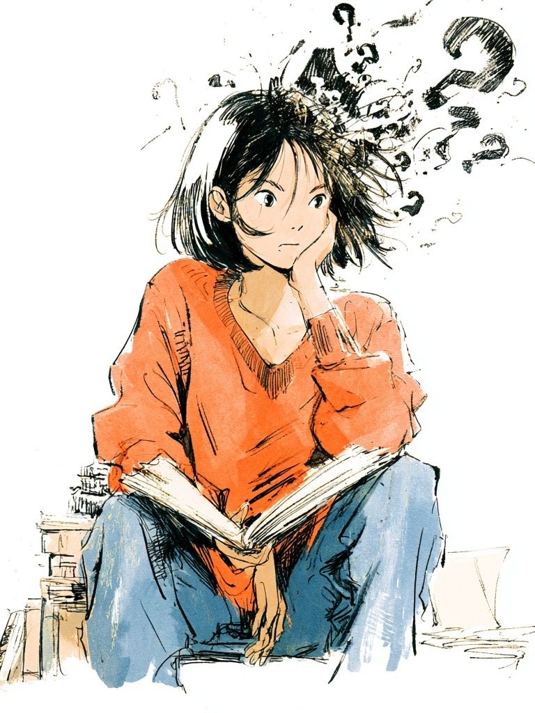 Anime Girl Reading Illustration Poster. poster — anime art