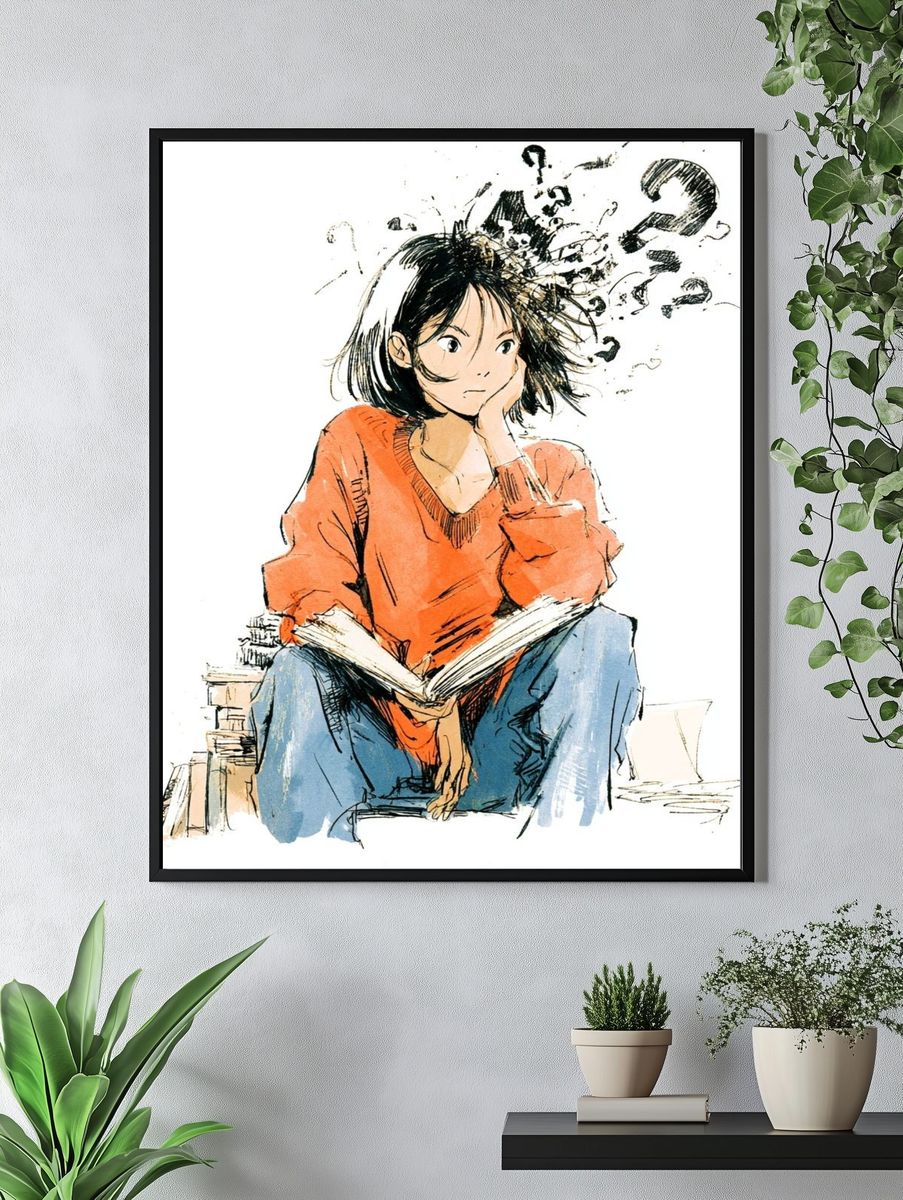 Anime Girl Reading Illustration Poster. — room view 4