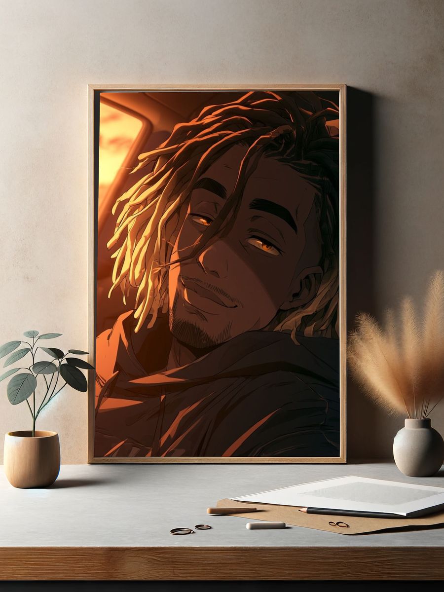 Sunset Anime Portrait Poster. — room view 2