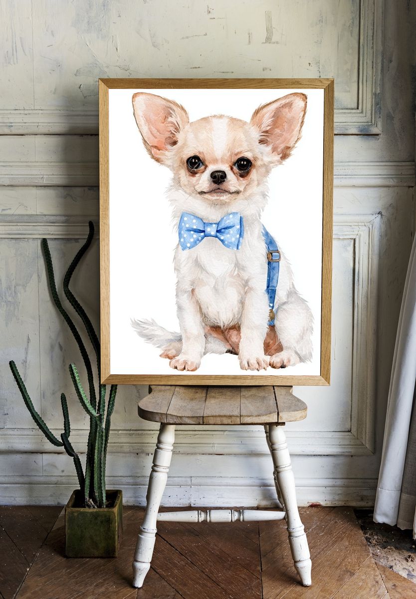 Chihuahua Watercolor Poster. — room view 1