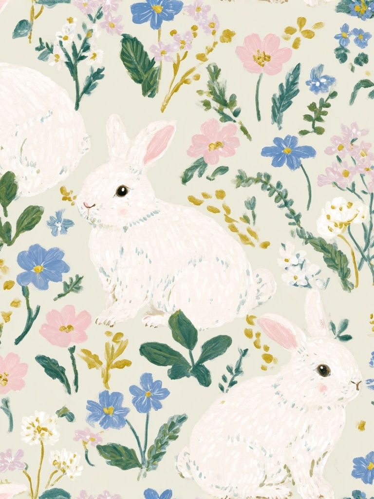 Bunny Meadow Floral Print. poster detail