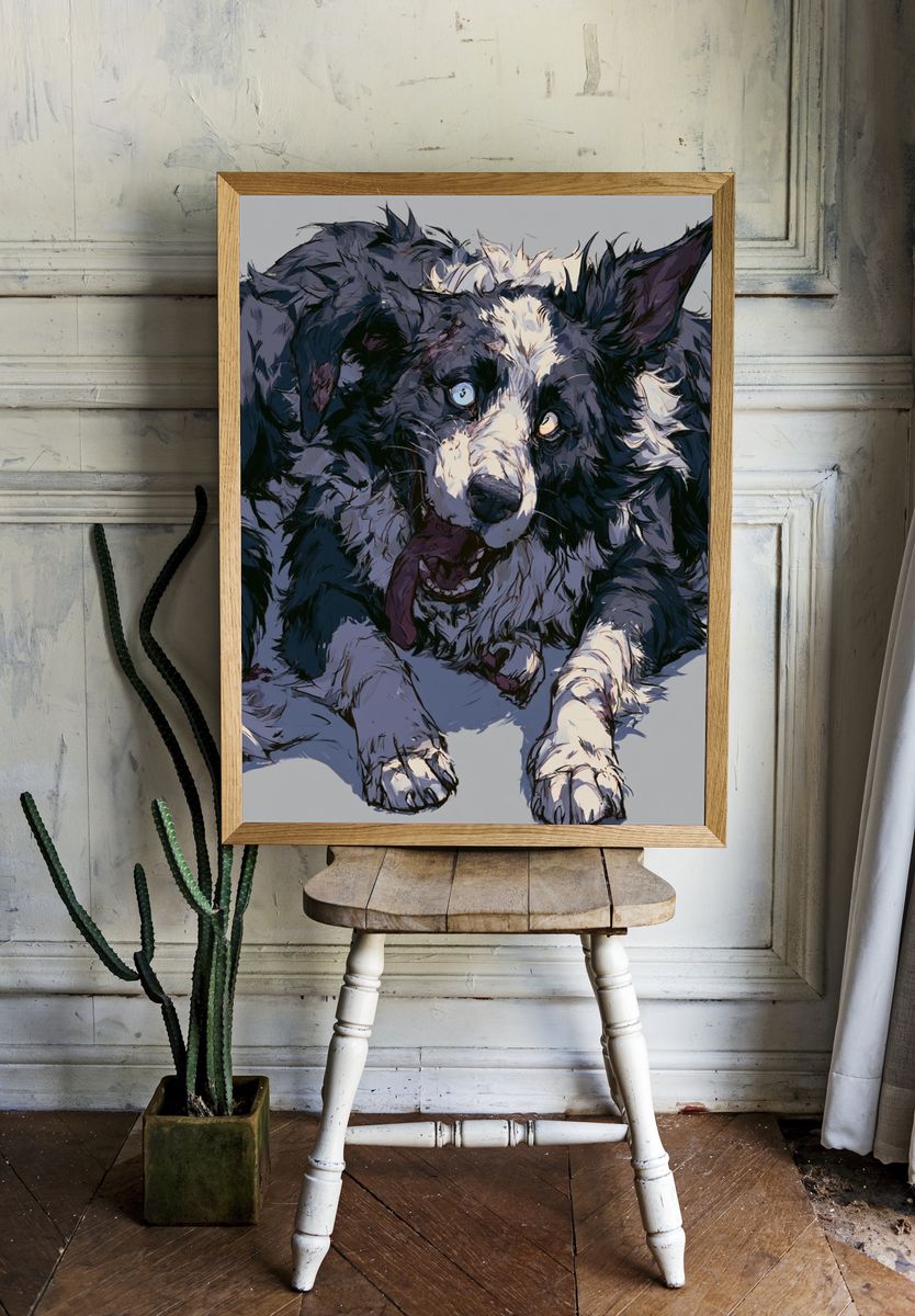 Border Collie Portrait Print. room preview