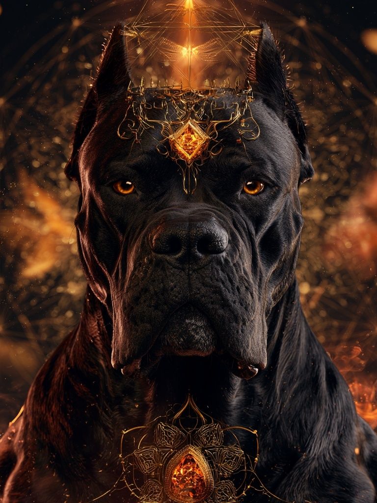 Black Cane Corso Fantasy Poster. poster detail