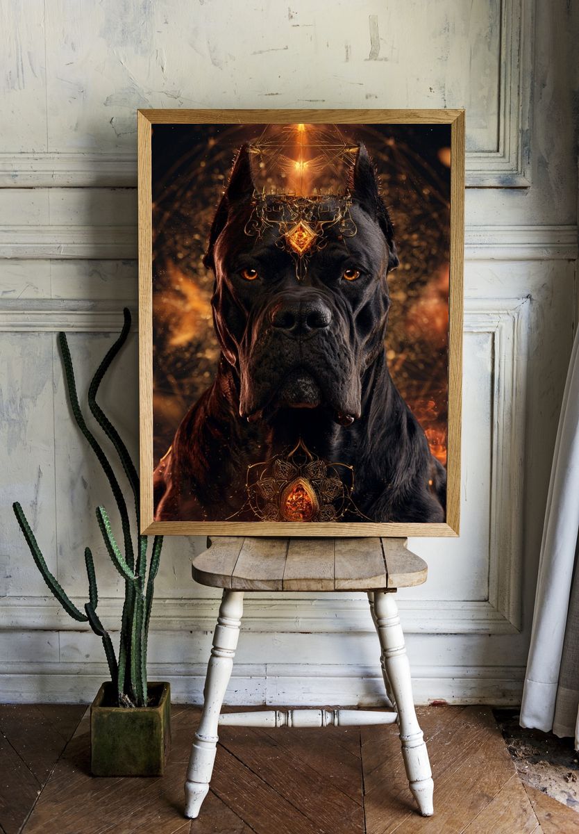 Black Cane Corso Fantasy Poster. — room view 1