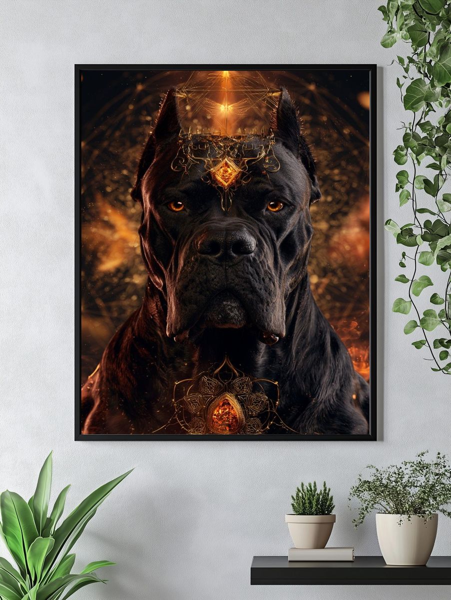 Black Cane Corso Fantasy Poster. — room view 4