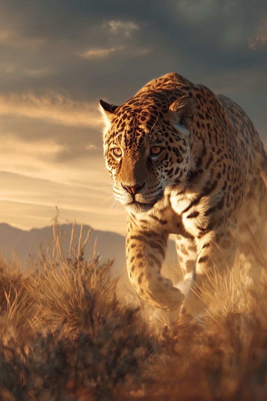 Leopard at Sunset Photography Poster. poster detail