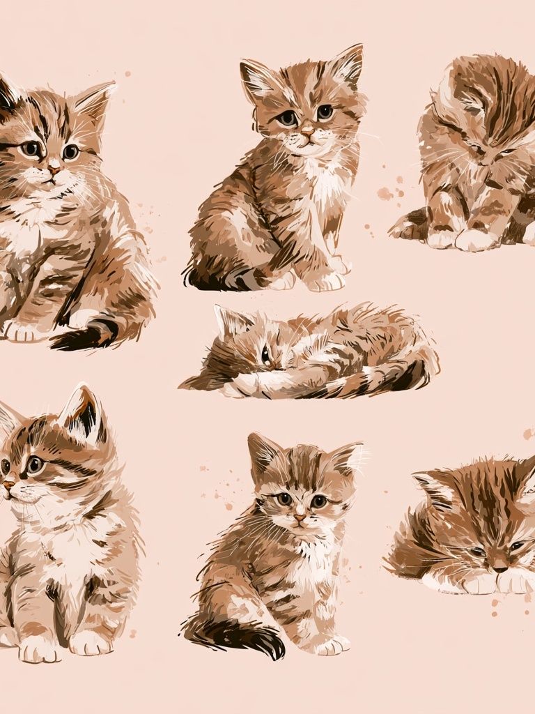 Playful Kitten Study Illustration Poster. poster detail