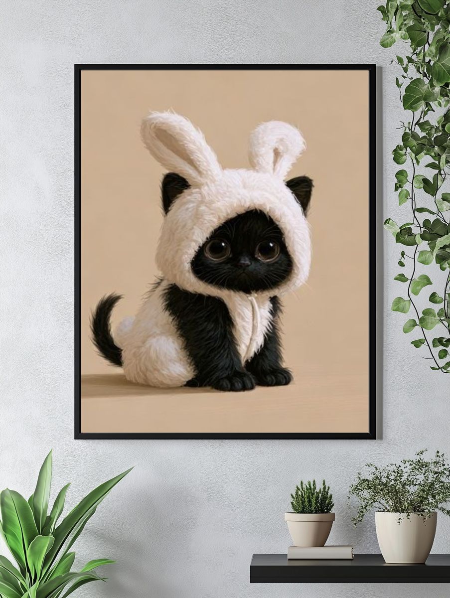 Black Kitten Bunny Costume Poster. — room view 4