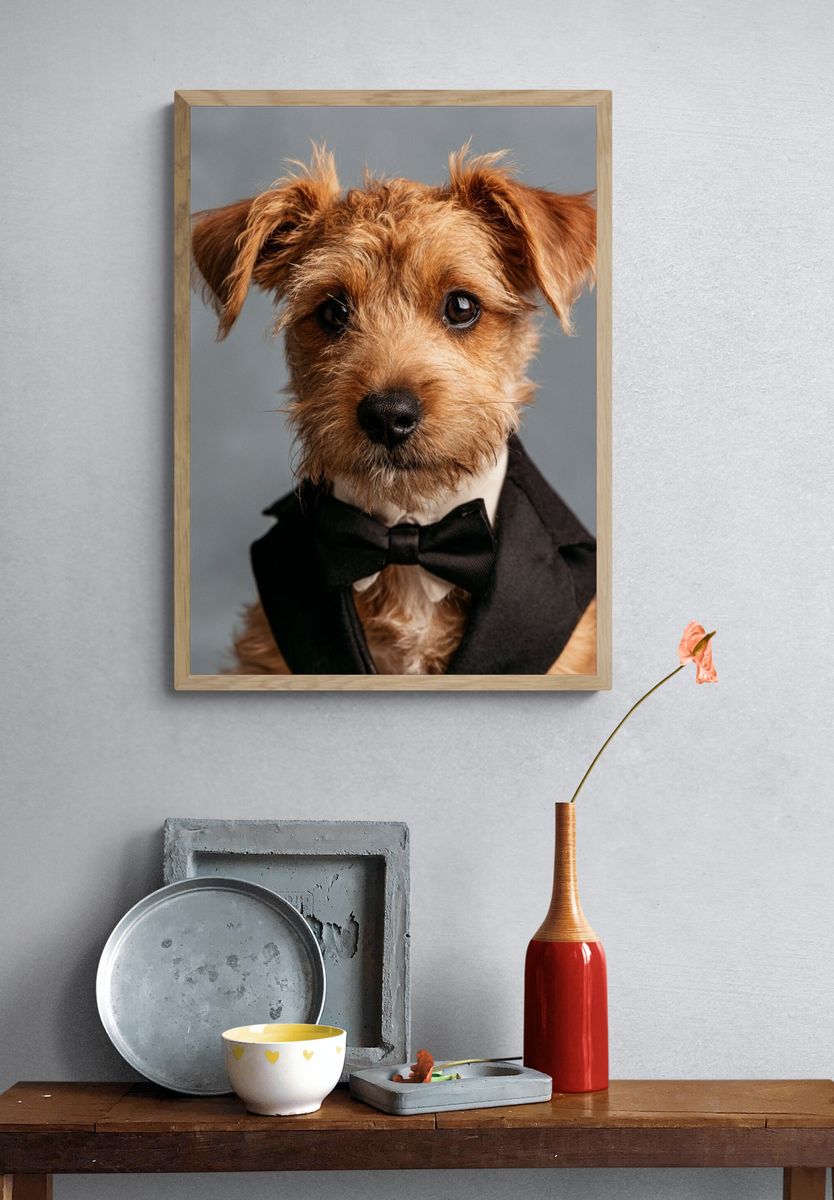 Tuxedo Terrier Portrait Poster. — room view 3