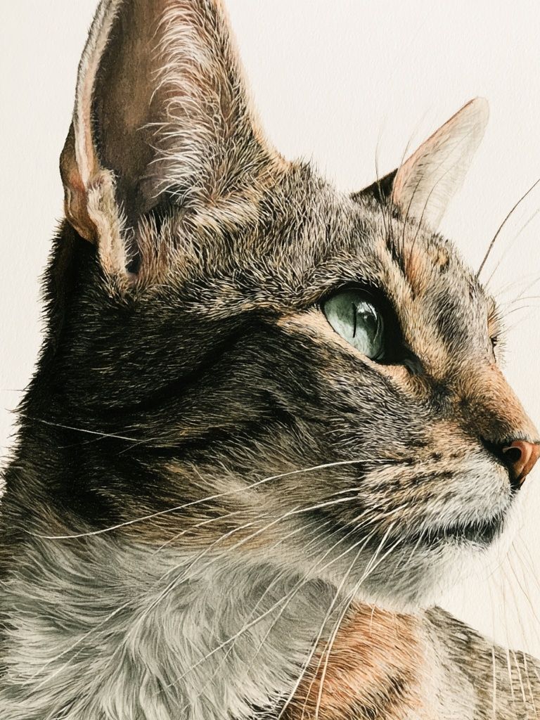 Tabby Cat Portrait Print. poster — animals art