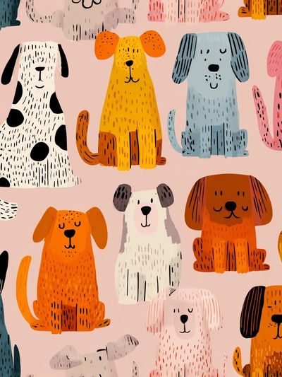 Playful Dogs Illustration Poster. poster