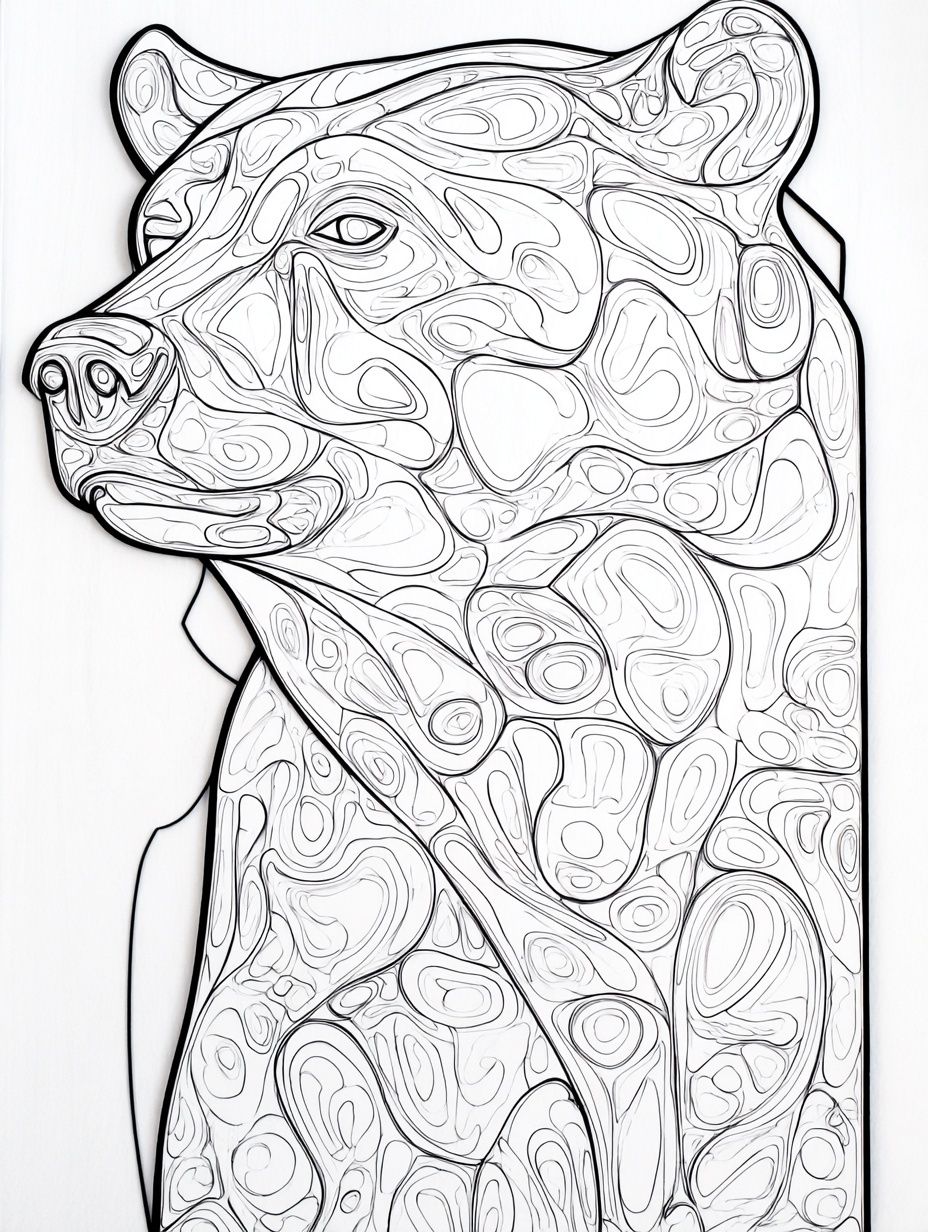 Abstract Bear Line Art Poster. poster — animals art
