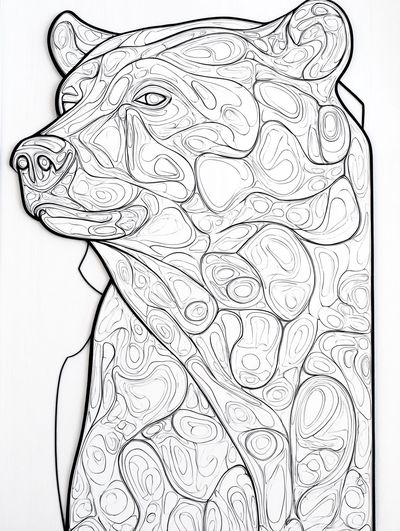 Abstract Bear Line Art Poster. poster