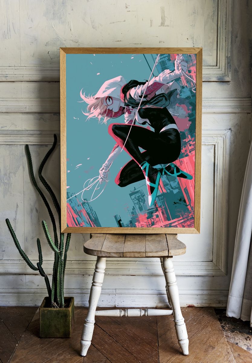 Masked Acrobat Anime Print. room preview