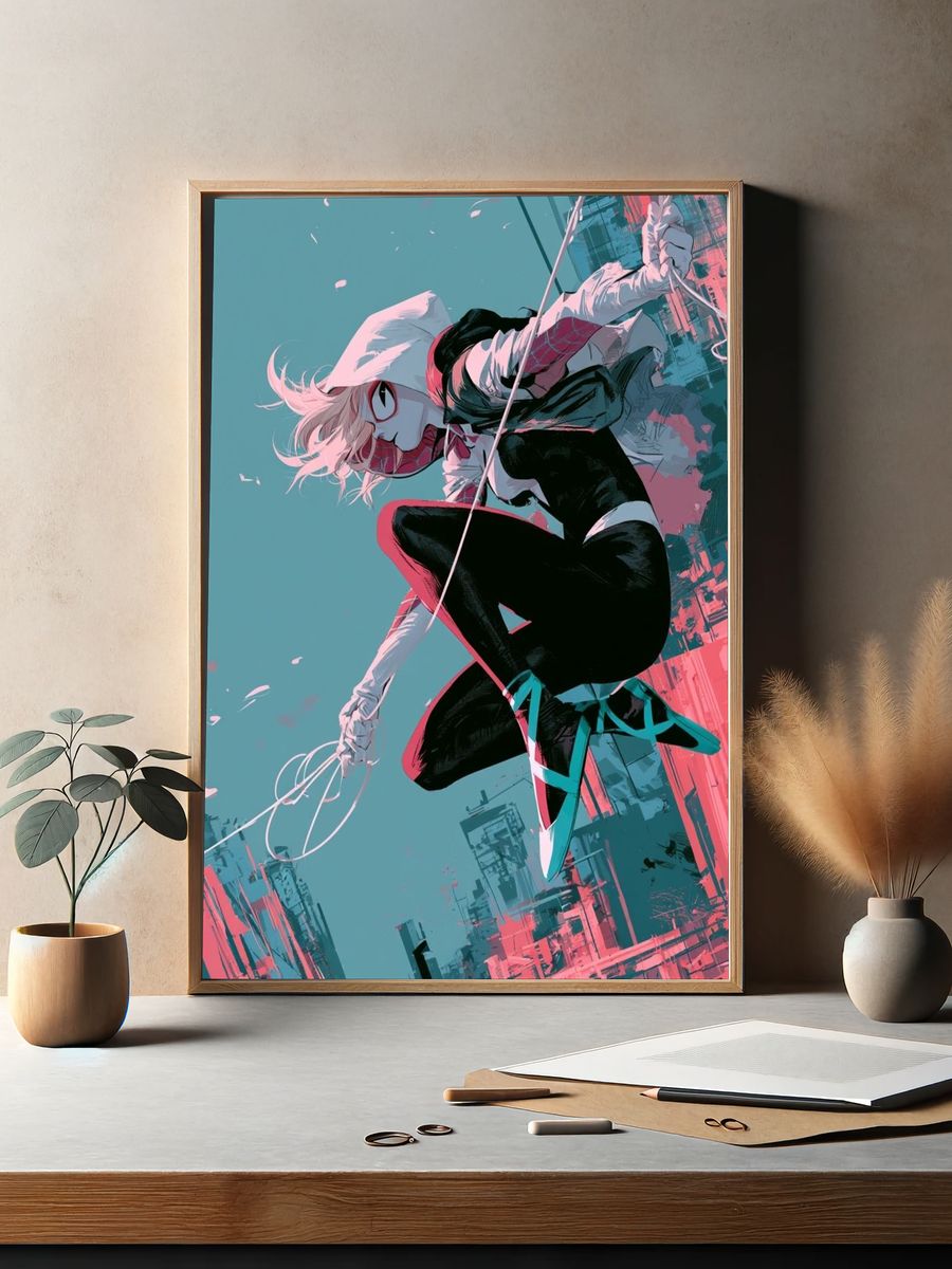 Masked Acrobat Anime Print. — room view 2