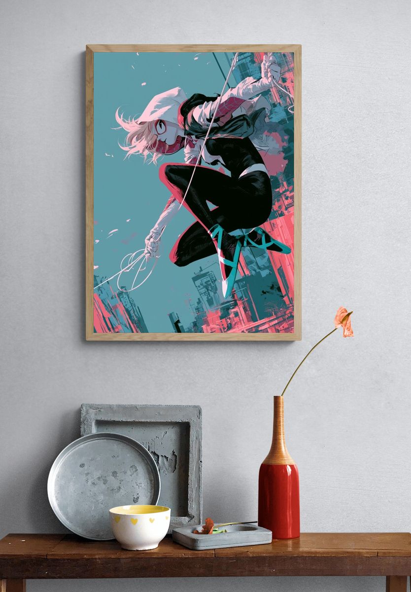 Masked Acrobat Anime Print. — room view 3