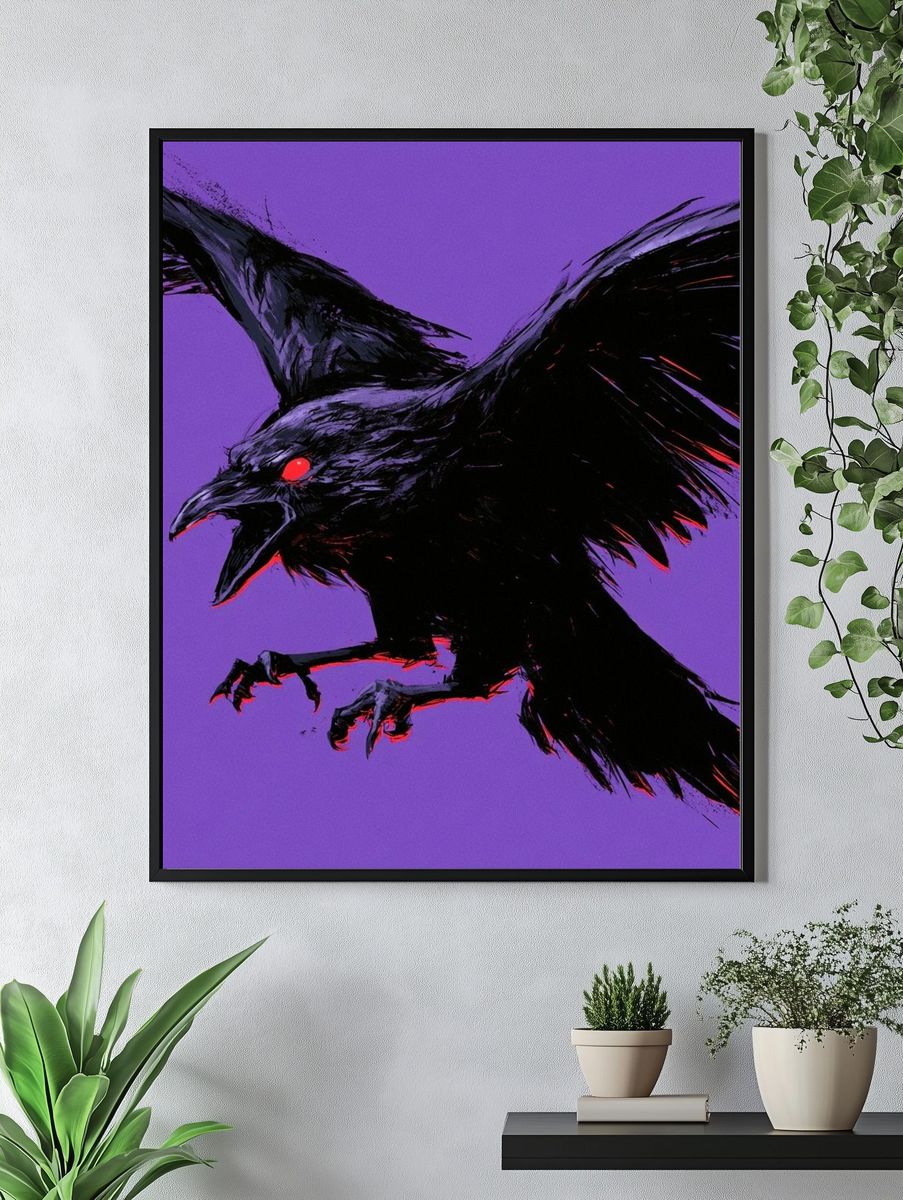 Raven in Purple Glow Poster. — room view 4