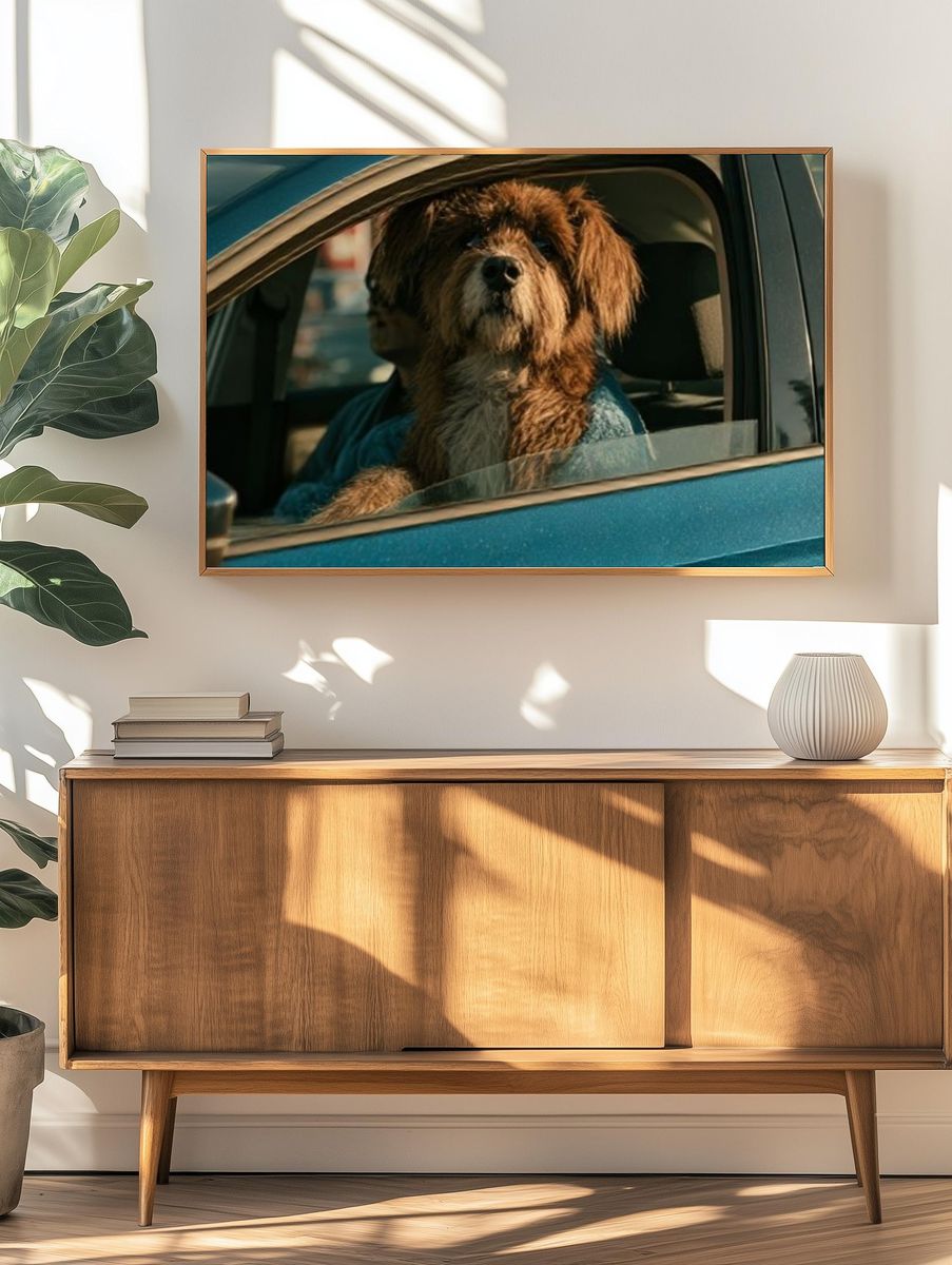 Dog in Car Portrait Poster. — room view 3