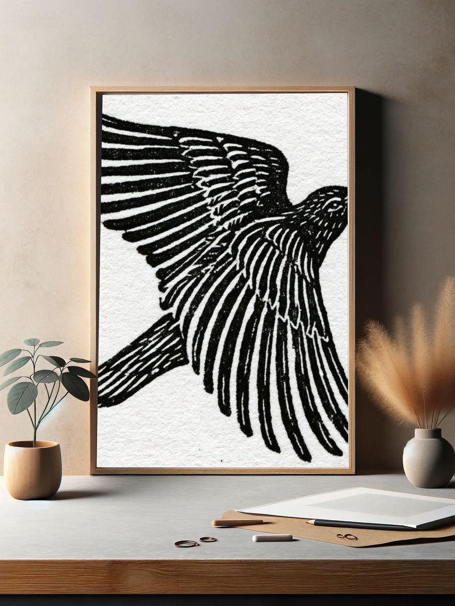 Flying Bird Ink Print. — room view 2