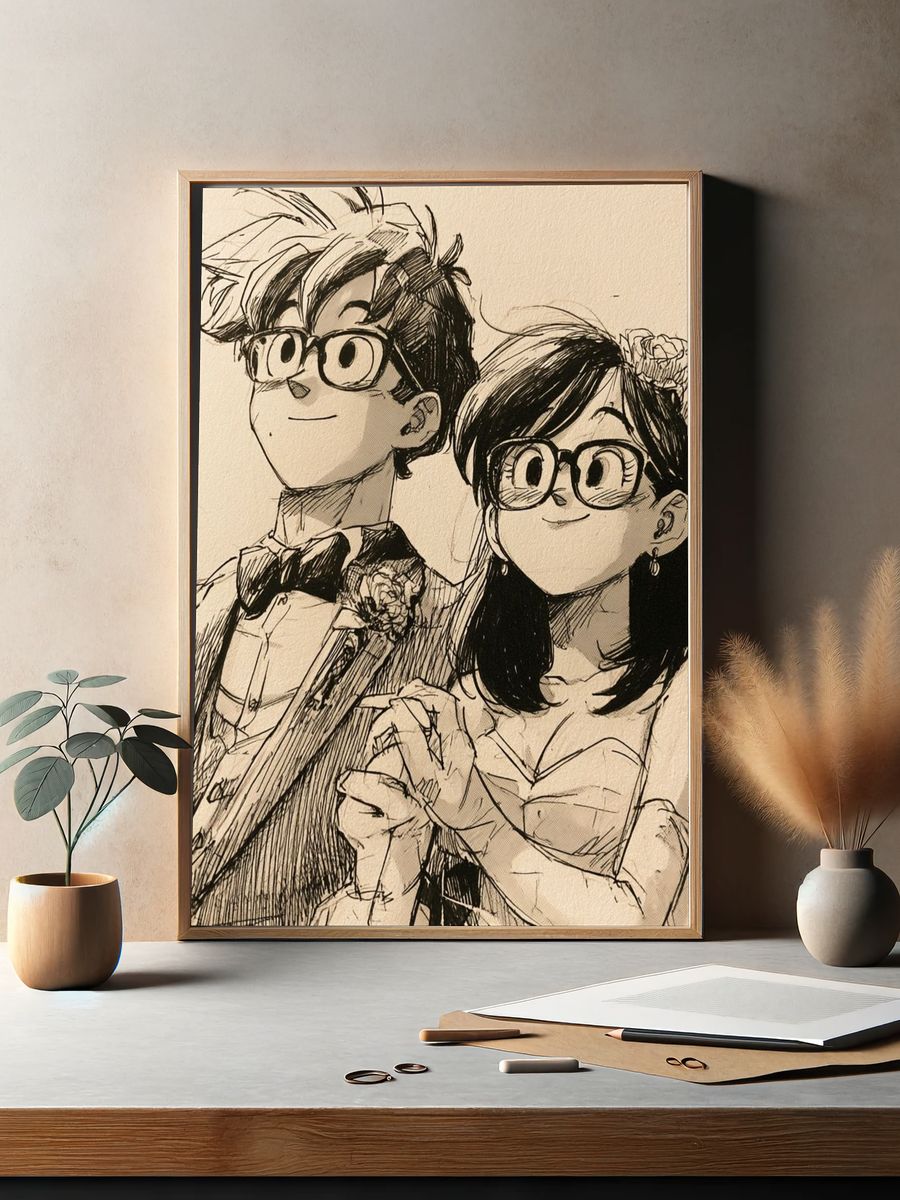 Anime Wedding Portrait Print. — room view 2