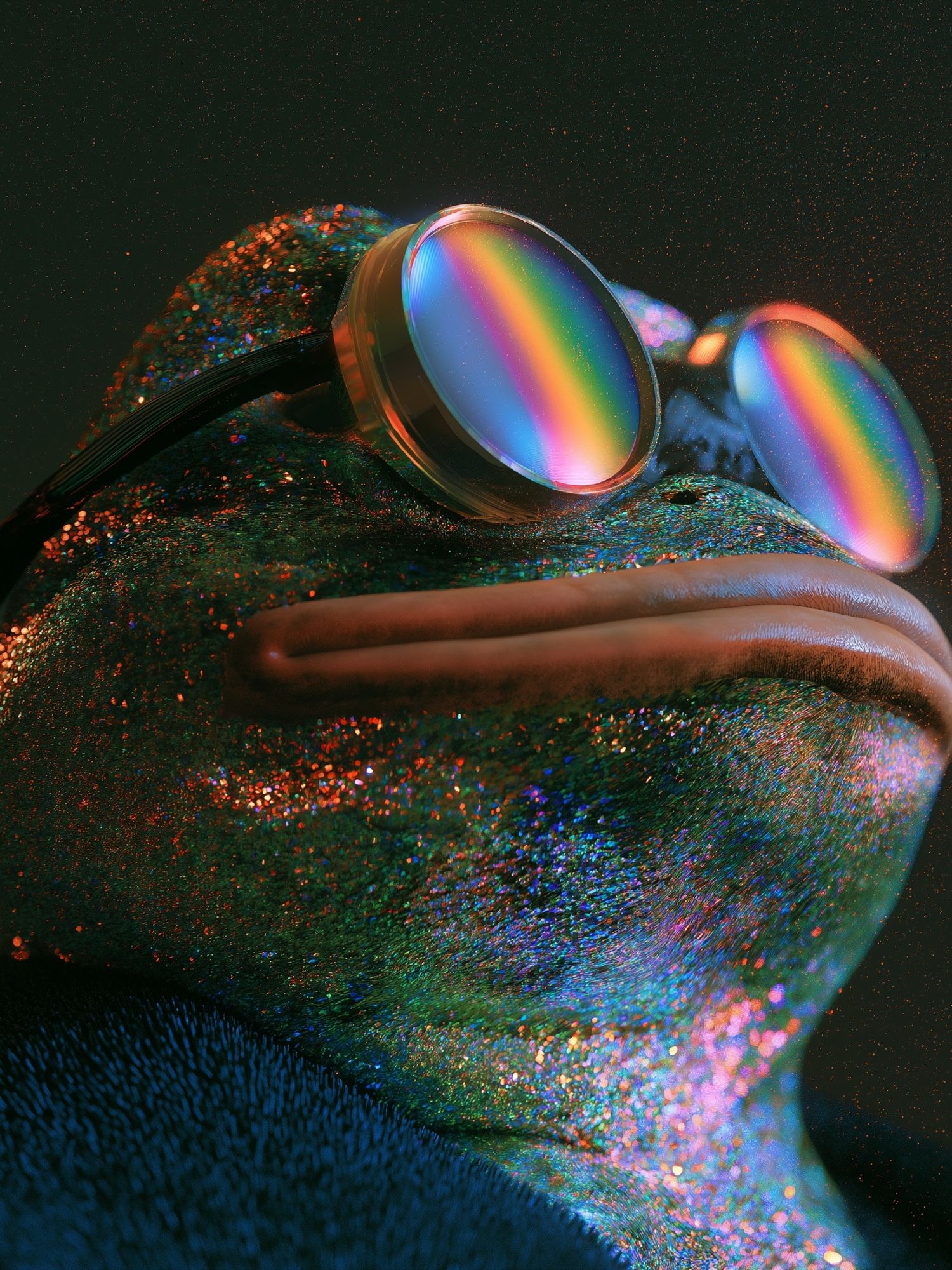 Rainbow Frog Portrait Print. poster — animals art