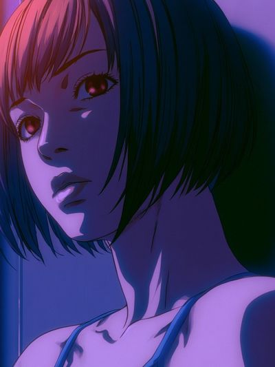 Neon Anime Portrait Poster. poster