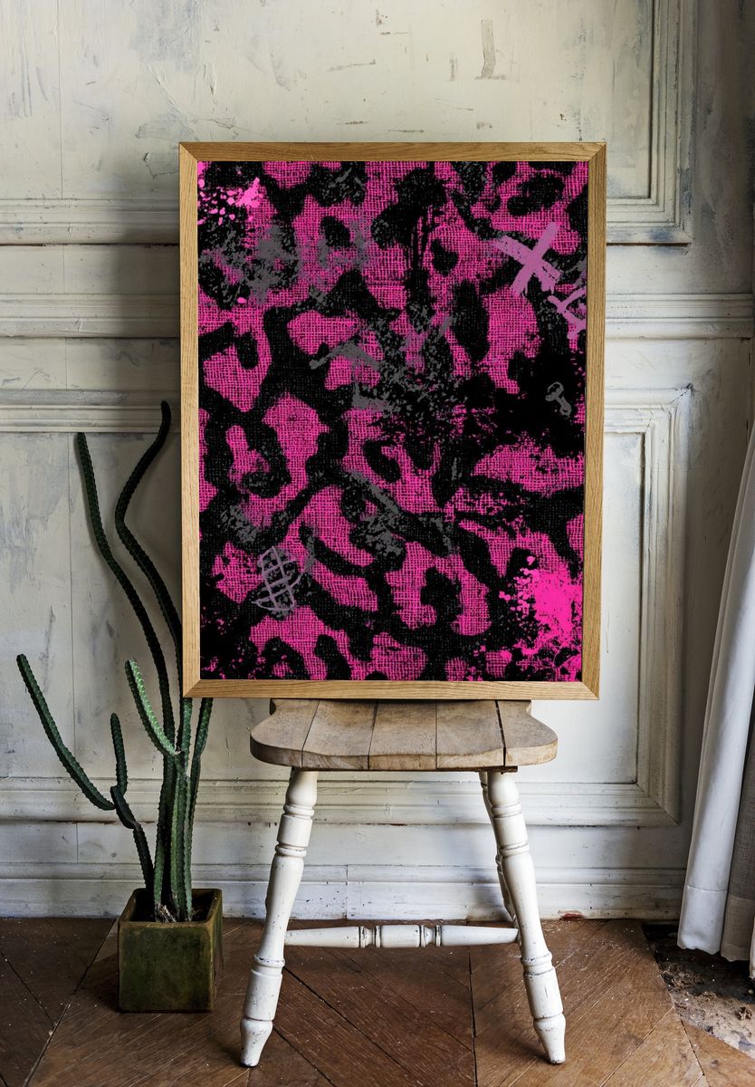 Pink Leopard Print Abstract Poster room preview
