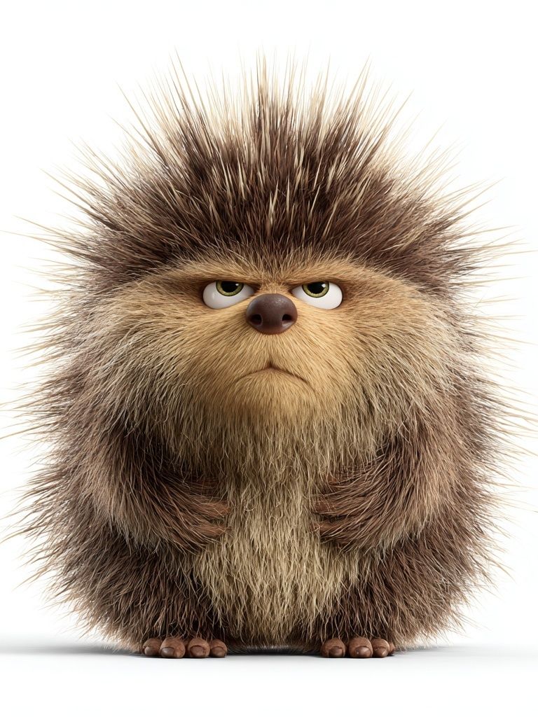 Grumpy Hedgehog Illustration Poster. poster — animals art