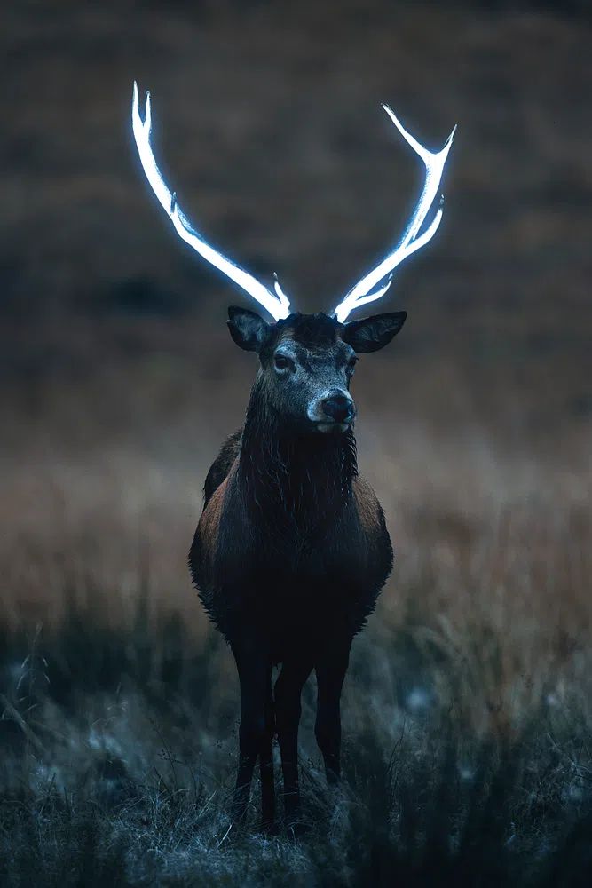 Wild deer beautiful large antlers. poster — animals art