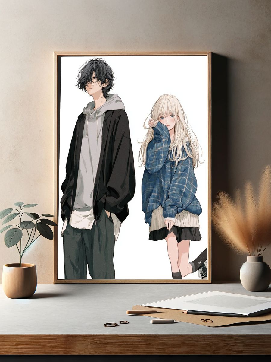 Anime Couple Streetwear Poster. — room view 2