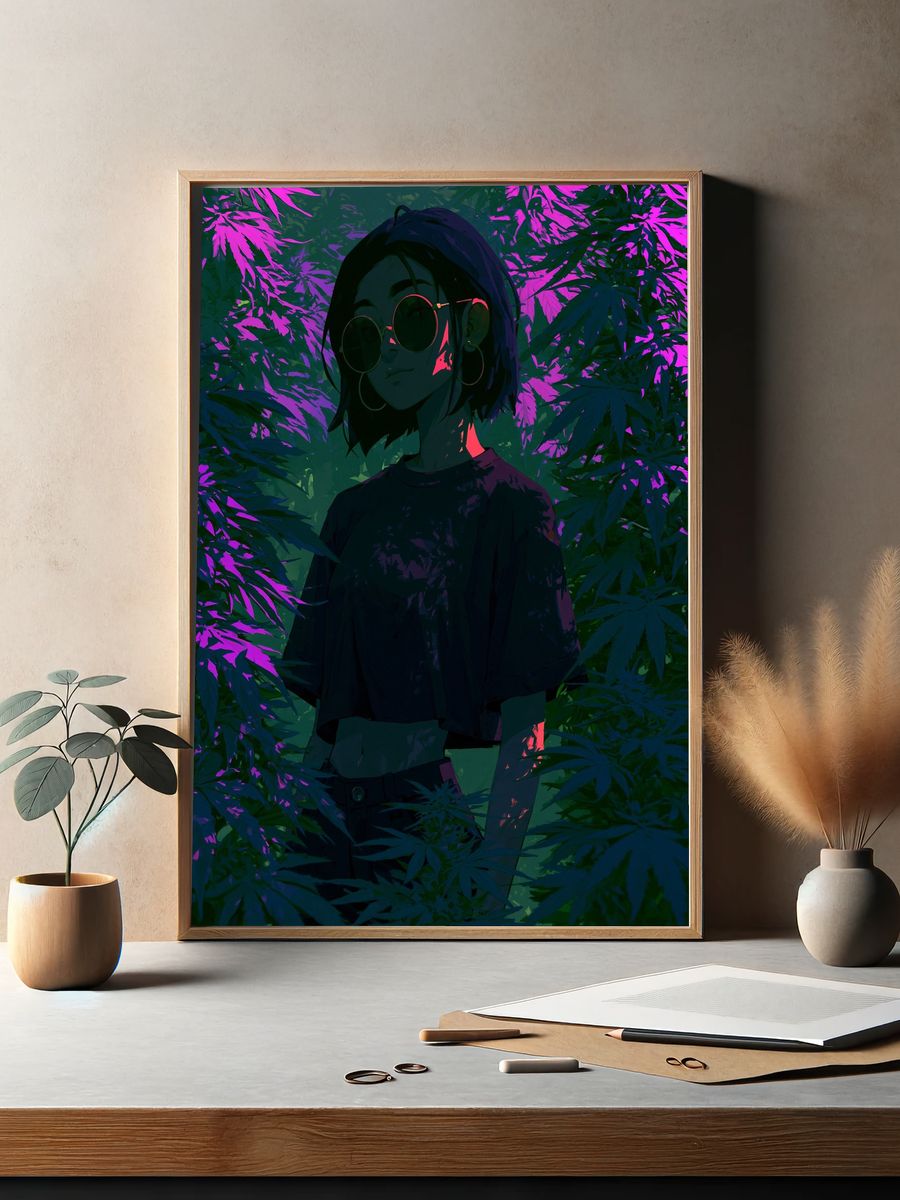 Neon Jungle Girl Illustration Poster. — room view 2