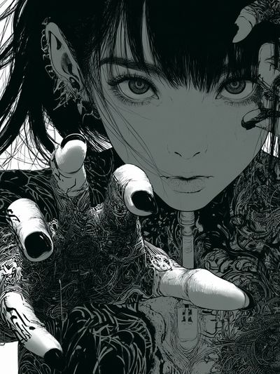 Surreal Manga Portrait Print. poster