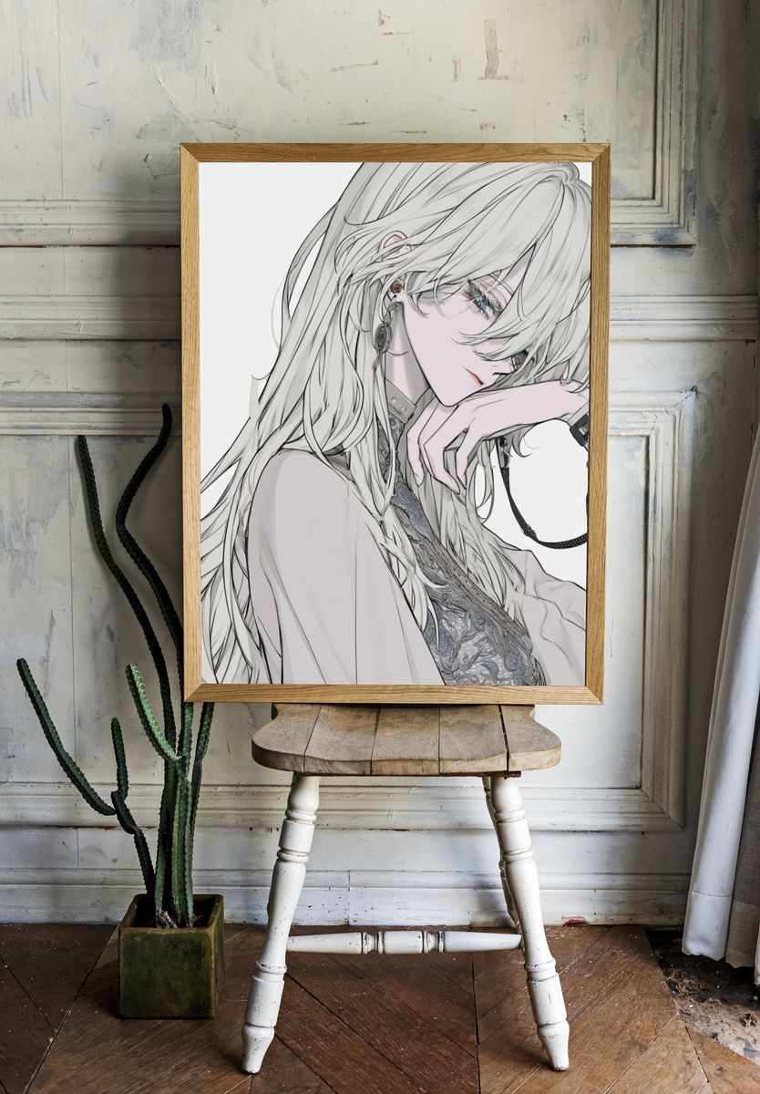 Elegant Anime Portrait Poster. — room view 1