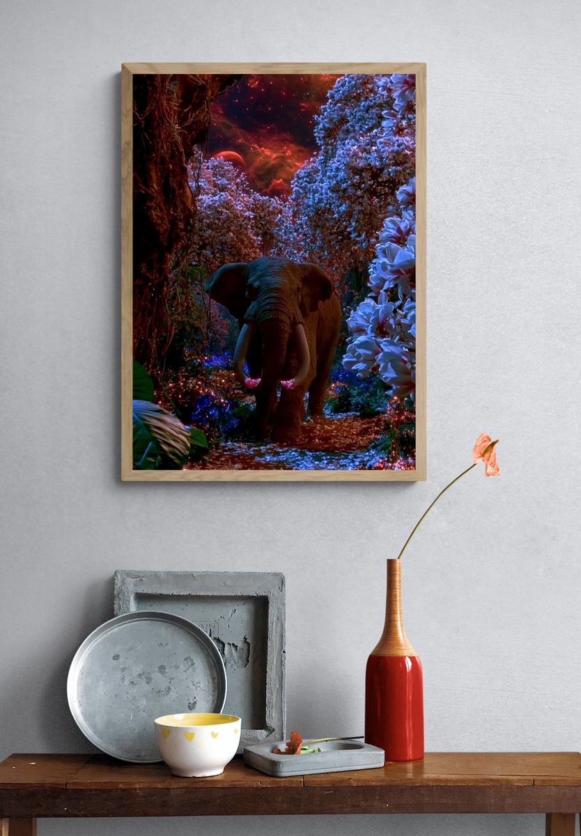 Surreal Elephant Jungle Poster. — room view 3
