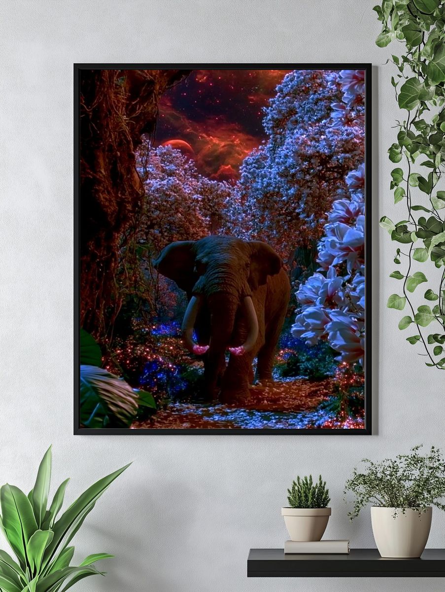 Surreal Elephant Jungle Poster. — room view 4