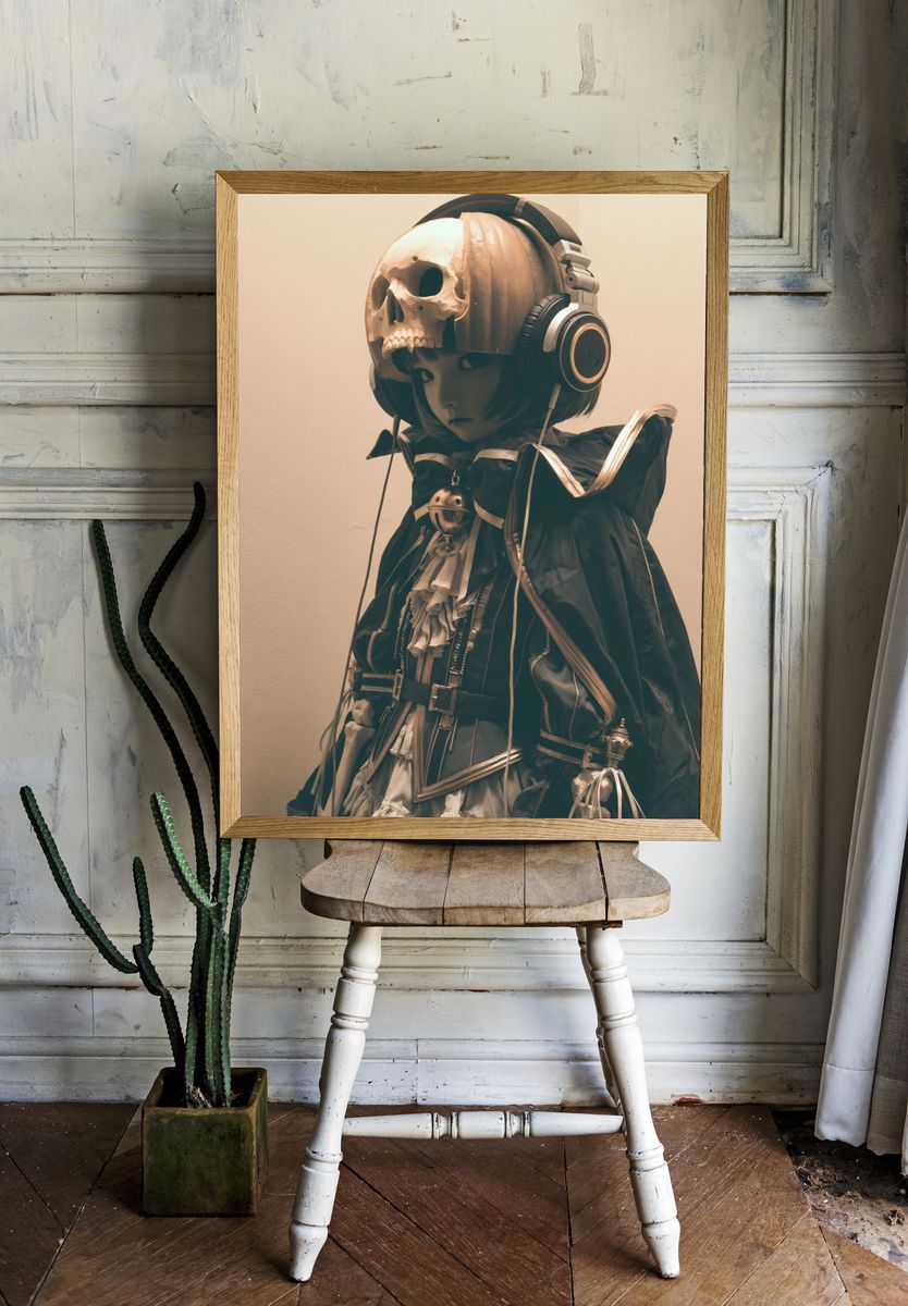 Skull-Headed Anime Character Poster. room preview