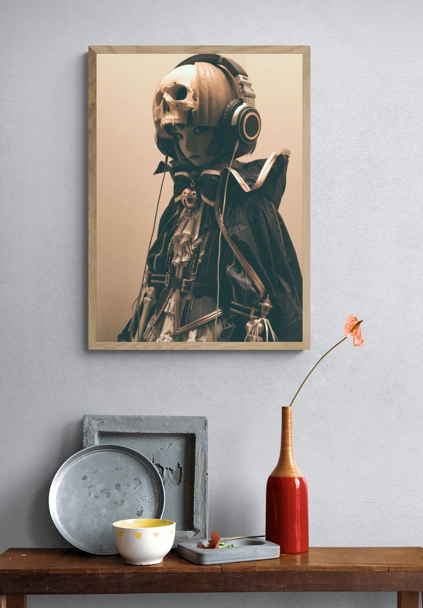 Skull-Headed Anime Character Poster. — room view 3